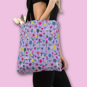 Tote Bag Lilas fleur sauvage prairie fantaisiste