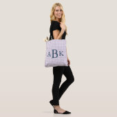 Tote Bag Lilas Gingham Monogrammé Violet (Sur le modèle)