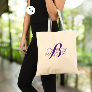 Tote Bag lilas romantique ombre violet monogrammes bridesma