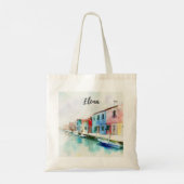 Tote Bag L'île de Burano près de Venise vue en aquarelle (Dos)