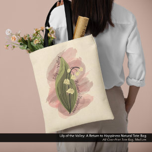 Tote Bag Lily de la Vallée du Bonheur Style aquarelle