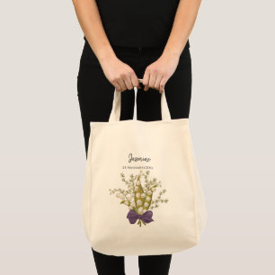 Tote Bag Lily Of The Valley Bouquet avec Bow pourpre