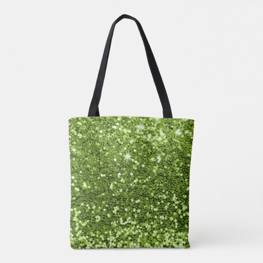 Tote Bag Lime Green Faux Parties scintillant Bokeh Sparkly  (Dos)