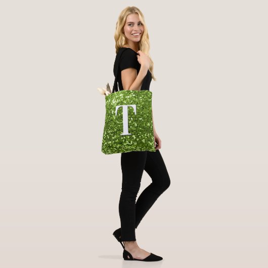 Tote Bag Lime Green Faux Parties scintillant Bokeh Sparkly (Sur le modèle)