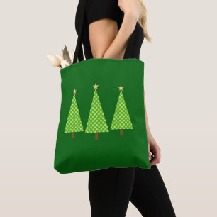 Tote Bag Lime Green Polka Dot Modern Christmas Tree Fourre-