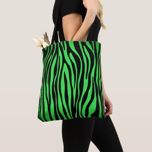 Tote Bag Lime Green Zebra (De près)