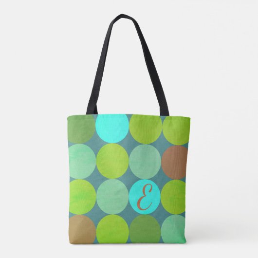 Tote Bag Lime Vert Turquoise Turquoise & Rust Cercles Monog (Dos)