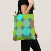 Tote Bag Lime Vert Turquoise Turquoise & Rust Cercles Monog (De près)