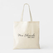 Tote Bag Limite Cursive Mme Custom Nom de famille Mariage C (Dos)