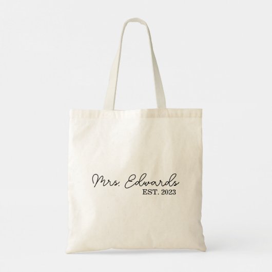 Tote Bag Limite Cursive Mme Custom Nom de famille Mariage C (Dos)