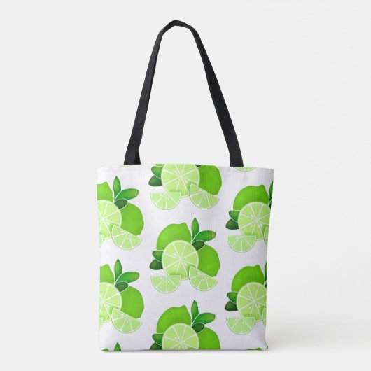 Tote Bag Limites | tranches de chaux | motif d'agrumes enso (Dos)