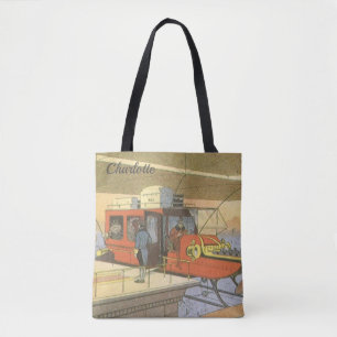 Tote Bag Limousine Hélicoptère Avion Science-Fiction Vintag