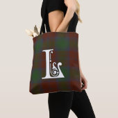 Tote Bag Lindsay Clan Tartan Monogramme (De près)