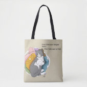 Tote Bag Linge Cheveux de Chat Gris Blanc (Devant)