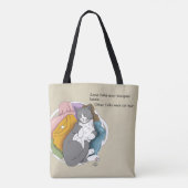 Tote Bag Linge Cheveux de Chat Gris Blanc (Dos)