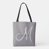 Tote Bag Linge gris monogramme blanc (Dos)