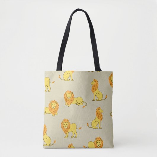 Tote Bag Lion à main : motif vintage. (Devant)