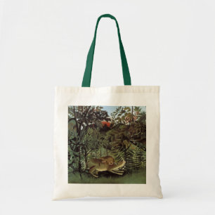 Tote Bag Lion affamé par Henri Rousseau, animal sauvage Vin
