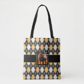 Tote Bag Lion Bible Verse Jaune, Noir & Blanc Jacquard (Devant)