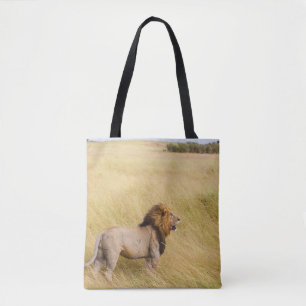 Tote Bag LION Brown SUR LE CHAMP GRASS PENDANT LA JOURNÉE