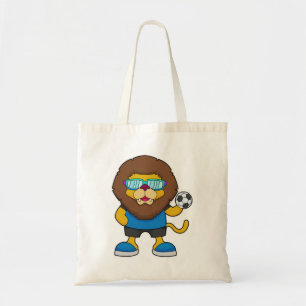 Tote Bag Lion comme joueur de football avec Soccer