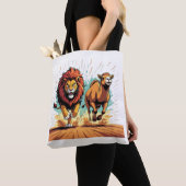 Tote Bag Lion et Lama Dash (De près)