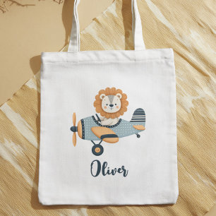 Tote Bag Lion Fantaisiste Adorable dans un Avion Charmant