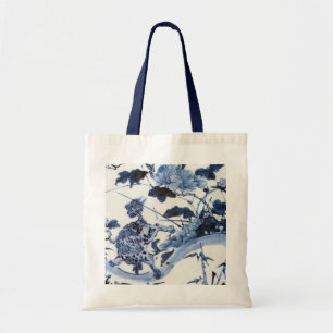 Tote Bag Lion japonais vintage et pivoine
