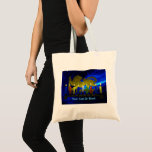 Tote Bag Lion Menorah en laiton de Chanukkah<br><div class="desc">Il s'agit d'une reproduction numérique en 3D d'un Chanukkah menorah en laiton,  avec un lion,  fabriqué en Israël vers 1950,  illuminé par des bougies sur un arrière - plan fractal. Ajoutez votre propre texte La menorah originale dans de la collection de l'artiste.</div>