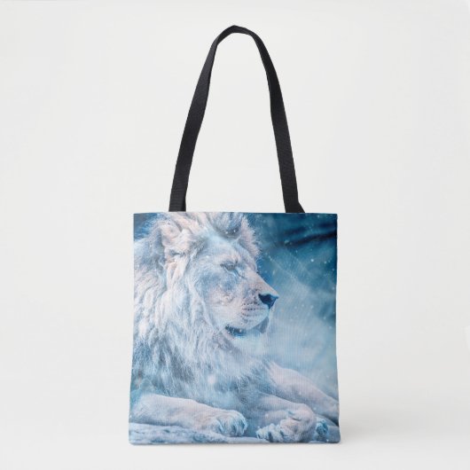 Tote Bag Lion neige couché animal d'art (Devant)