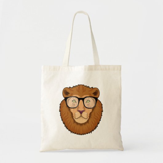 Tote Bag Lion Nerd avec lunettes (Devant)