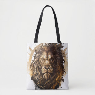 Tote Bag Lion Portrait Animal Peinture Faune À L'Extérieur
