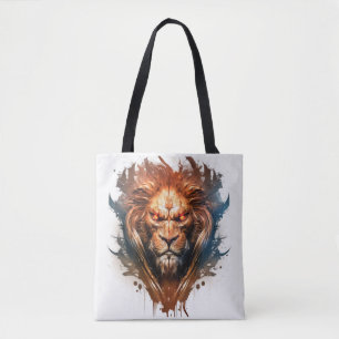 Tote Bag Lion Portrait Animal Peinture Faune À L'Extérieur
