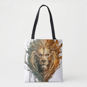 Tote Bag Lion Portrait Animal Peinture Faune À L'Extérieur