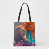 Tote Bag Lion royal dans la conception forestière enchantée (Devant)