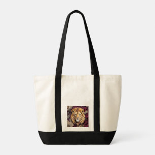 Tote Bag Lion Royal Fleurissant en Florales Découpe de Papi