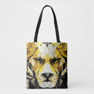 Tote Bag Lion Wild Nature Free Spirit Art Brush Peinture