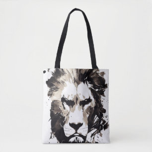 Tote Bag Lion Wild Nature Free Spirit Art Brush Peinture