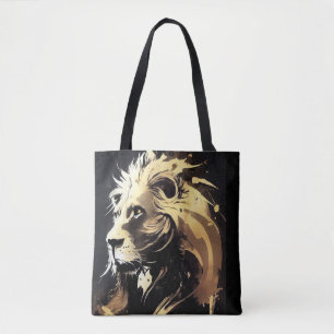 Tote Bag Lion Wild Nature Free Spirit Art Brush Peinture