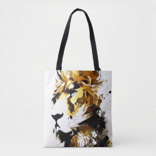 Tote Bag Lion Wild Nature Free Spirit Art Brush Peinture