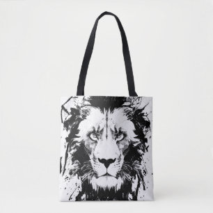Tote Bag Lion Wild Nature Free Spirit Art Brush Peinture