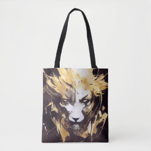 Tote Bag Lion Wild Nature Free Spirit Art Brush Peinture