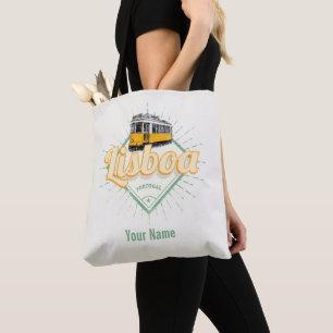 Tote Bag Lisbonne Portugal avec Retro tramway Vintage vacan