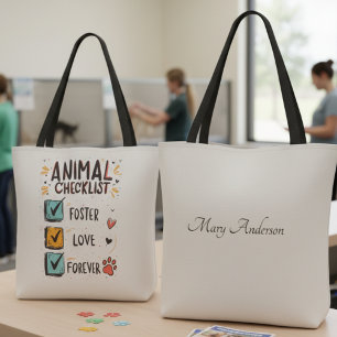 Tote Bag Liste de contrôle pour animaux d'amour éternel