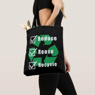 Tote Bag Liste de contrôle pour l'écologisme Réduire Réutil