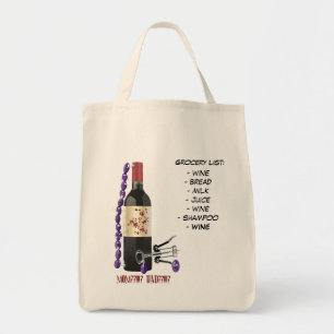Tote Bag Liste d'épicerie : , - ju de lait de pain de vin