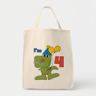 Tote Bag Little Dino 4th Birthday Tshirts et cadeaux