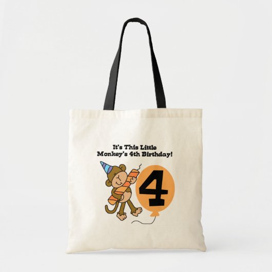 Tote Bag Little Monkey 4th Birthday Tshirts et cadeaux (Devant)