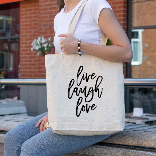 Tote Bag Live Laugh Love - Typographie tendance