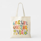 Tote Bag Live Life on the Veg, Fleurs tendance Retro Vegan (Dos)